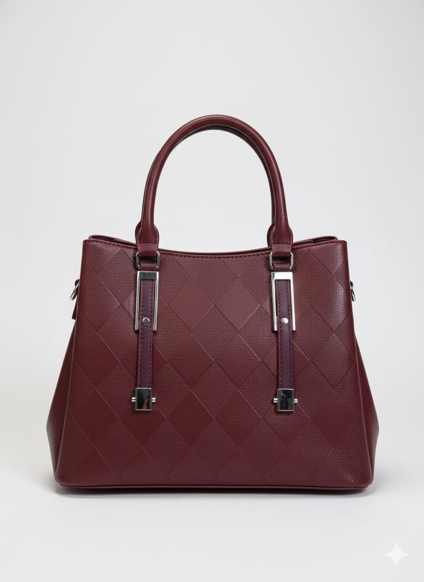 Professional Burgundy Quilted Tote Bag for Women
